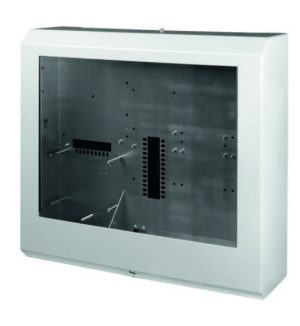 Caixa A2 para o sistema F1, tampa para máx. 96 LEDs de zona, espaço para máx. 6 loops / 24 linhas convencionais e 2 peças baterias 18 Ah / 12 V – B01405-00