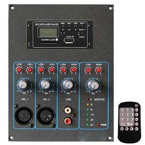 S03470-00 - Pré-amplificador misturador de encastrar, 3 entradas, com leitor MP3 e USB integrados