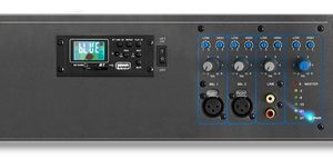 S03470-01 - Pré-amplificador misturador para painel frontal de 19 polegadas, 3U, 2 x MIC/1 x LINE, com leitor MP3